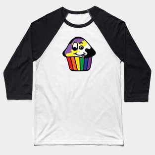 Nonbinary Pride Rainbow Cupcake Baseball T-Shirt